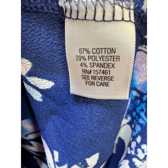 Croft & Barrow Womens Blouse XXL Navy Floral 3/4 Sleeves & Zipper Accent - Picture 3 of 9